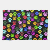 Kleurrijke poten, Paw Pattern, Dog Paws, Paw Print Theedoek (Horizontaal)