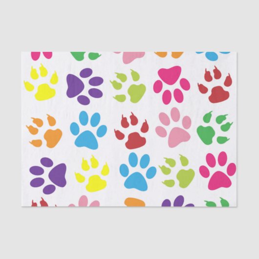Kleurrijke poten, Paw Pattern, Dog Paws, Paw Print Tissuepapier (Voorkant)