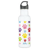 Kleurrijke poten, Paw Pattern, Dog Paws, Paw Print Waterfles (Voorkant)