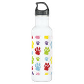 Kleurrijke poten, Paw Pattern, Dog Paws, Paw Print Waterfles (Achterkant)