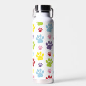 Kleurrijke poten, Paw Pattern, Dog Paws, Paw Print Waterfles (Voorkant)