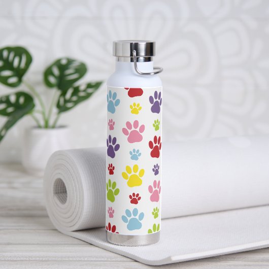 Kleurrijke poten, Paw Pattern, Dog Paws, Paw Print Waterfles (Yoga)