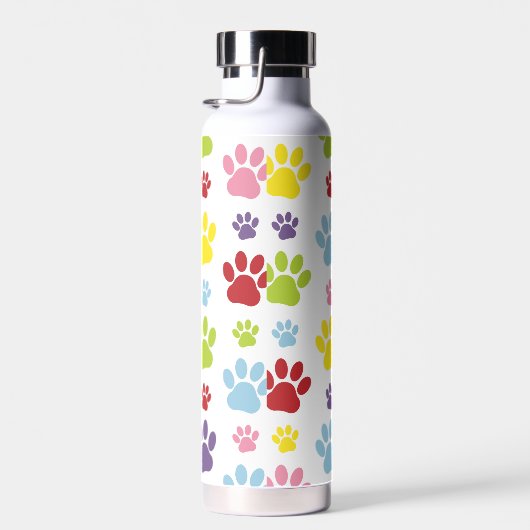Kleurrijke poten, Paw Pattern, Dog Paws, Paw Print Waterfles (Rechts)