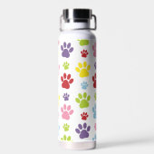 Kleurrijke poten, Paw Pattern, Dog Paws, Paw Print Waterfles (Achterkant)