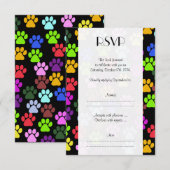 Kleurrijke poten, Paw Pattern, Dog Paws, Weddensch RSVP Kaartje (Voorkant / Achterkant)