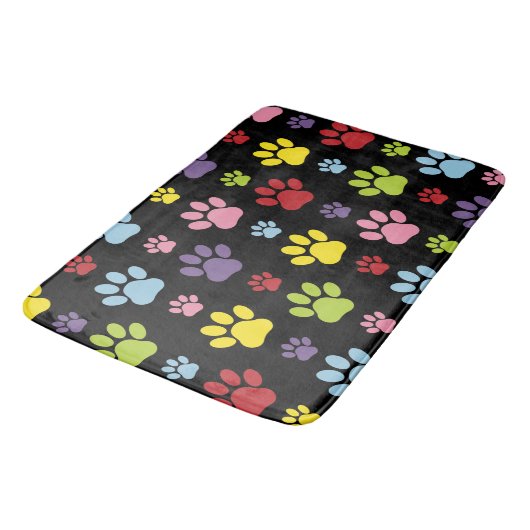 Kleurrijke poten, Paw Pattern, Paw Prints, Dog Paw Badmat (Gekanteld)