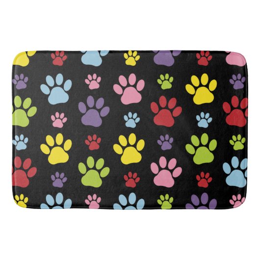 Kleurrijke poten, Paw Pattern, Paw Prints, Dog Paw Badmat (Voorkant)
