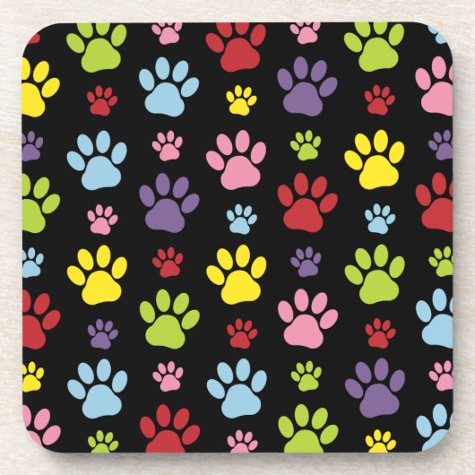 Kleurrijke poten, Paw Pattern, Paw Prints, Dog Paw Bier Onderzetter (Voorkant)