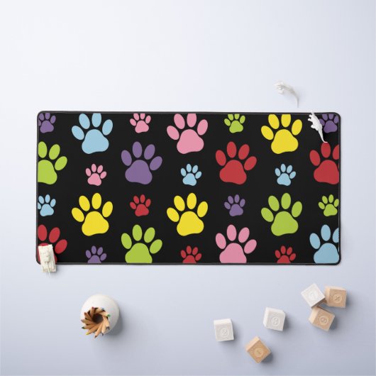 Kleurrijke poten, Paw Pattern, Paw Prints, Dog Paw Bureaumat (Kindertafel)
