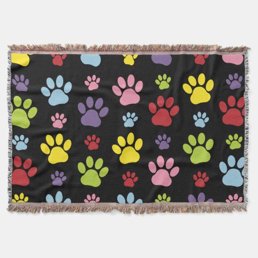 Kleurrijke poten, Paw Pattern, Paw Prints, Dog Paw Deken (Voorkant)