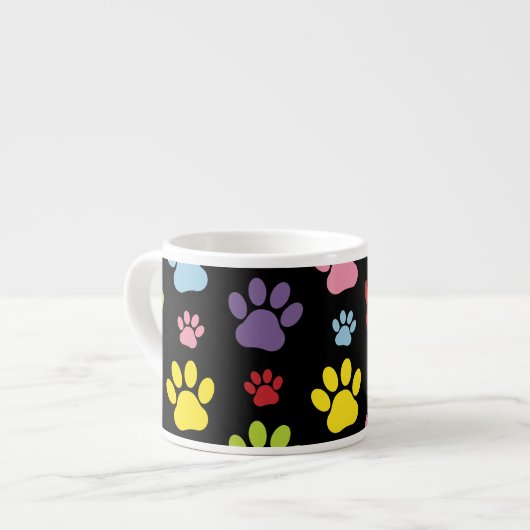 Kleurrijke poten, Paw Pattern, Paw Prints, Dog Paw Espresso Kop (Voorkant links)