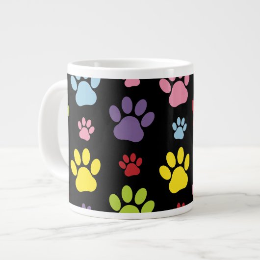 Kleurrijke poten, Paw Pattern, Paw Prints, Dog Paw Extra Grote Beker (Voorkant links)