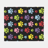 Kleurrijke poten, Paw Pattern, Paw Prints, Dog Paw Fleece Deken (Voorkant (Horizontaal))