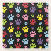 Kleurrijke poten, Paw Pattern, Paw Prints, Dog Paw Glazen Onderzetter (Voorkant)