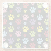 Kleurrijke poten, Paw Pattern, Paw Prints, Dog Paw Glazen Onderzetter (Achterkant)
