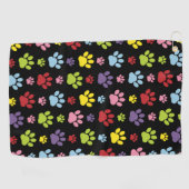 Kleurrijke poten, Paw Pattern, Paw Prints, Dog Paw Golfhanddoek (Horizontaal)