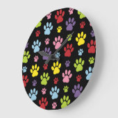Kleurrijke poten, Paw Pattern, Paw Prints, Dog Paw Grote Klok (Hoek)