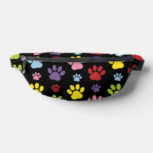 Kleurrijke poten, Paw Pattern, Paw Prints, Dog Paw Heuptasje