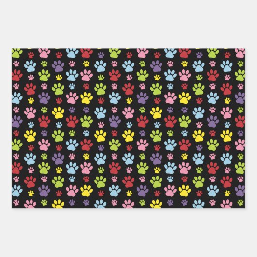 Kleurrijke poten, Paw Pattern, Paw Prints, Dog Paw Inpakpapier Vel (Voorkant)