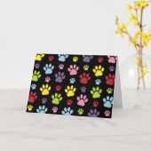 Kleurrijke poten, Paw Pattern, Paw Prints, Dog Paw Kaart (Gele Bloem)
