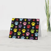 Kleurrijke poten, Paw Pattern, Paw Prints, Dog Paw Kaart (Voorkant)