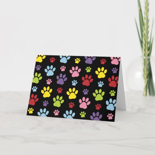 Kleurrijke poten, Paw Pattern, Paw Prints, Dog Paw Kaart (Voorkant)
