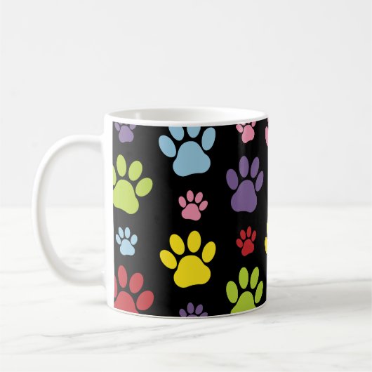 Kleurrijke poten, Paw Pattern, Paw Prints, Dog Paw Koffiemok (Links)