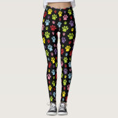Kleurrijke poten, Paw Pattern, Paw Prints, Dog Paw Leggings (Voorkant)