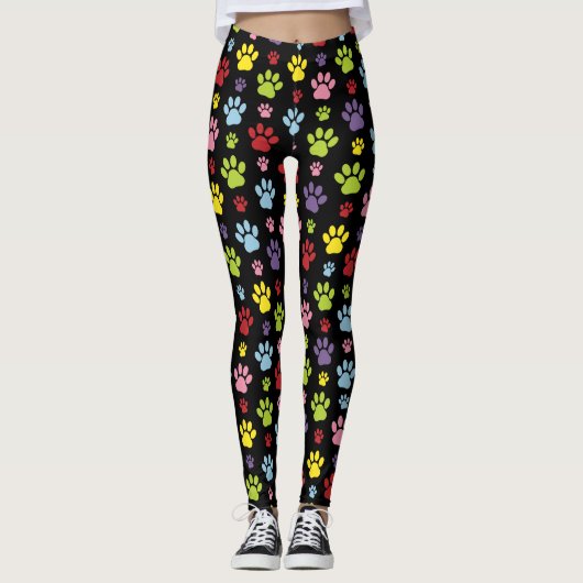 Kleurrijke poten, Paw Pattern, Paw Prints, Dog Paw Leggings (Voorkant)