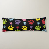 Kleurrijke poten, Paw Pattern, Paw Prints, Dog Paw Lichaamskussen (Achterkant)