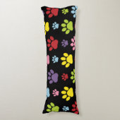 Kleurrijke poten, Paw Pattern, Paw Prints, Dog Paw Lichaamskussen (Voorkant Verticaal)