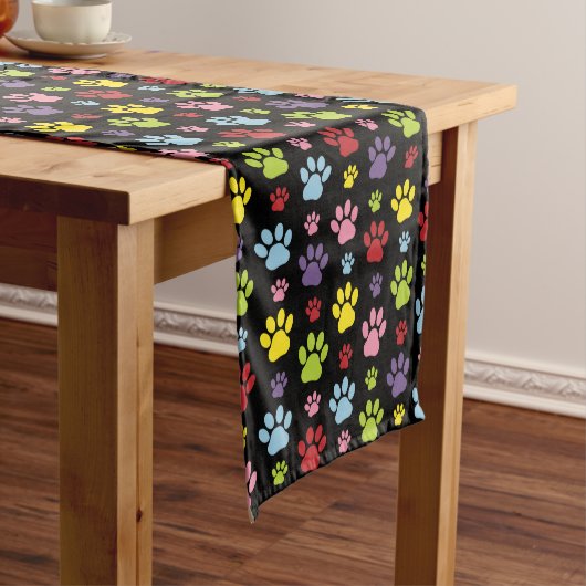 Kleurrijke poten, Paw Pattern, Paw Prints, Dog Paw Medium Tafelloper (Voorbeeld)