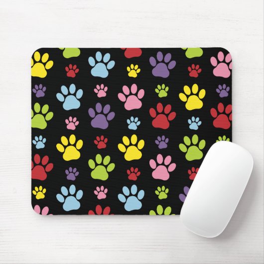 Kleurrijke poten, Paw Pattern, Paw Prints, Dog Paw Muismat (Met muis)