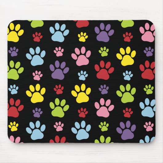 Kleurrijke poten, Paw Pattern, Paw Prints, Dog Paw Muismat (Voorkant)