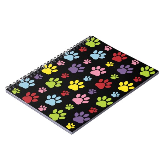 Kleurrijke poten, Paw Pattern, Paw Prints, Dog Paw Notitieboek (Linkerzijde)