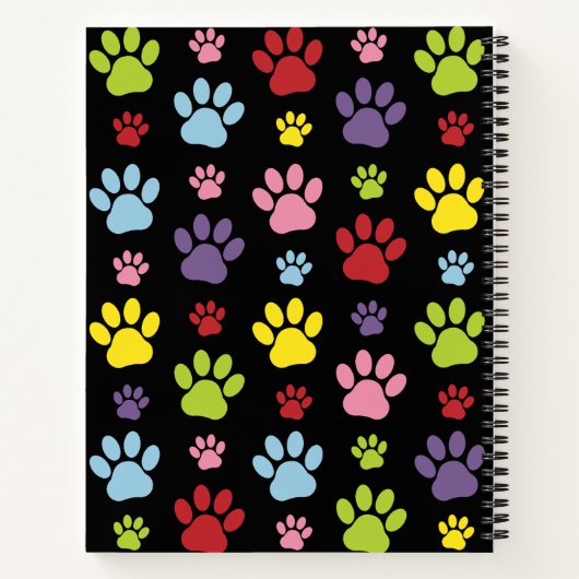 Kleurrijke poten, Paw Pattern, Paw Prints, Dog Paw Notitieboek (Achterkant)