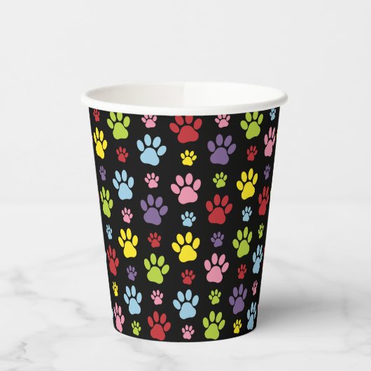 Kleurrijke poten, Paw Pattern, Paw Prints, Dog Paw Papieren Bekers (Links)