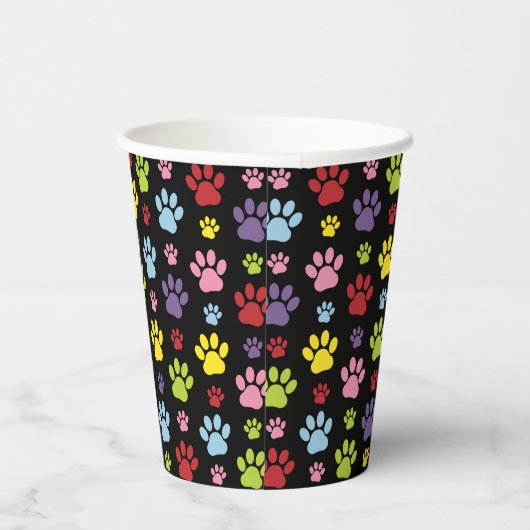 Kleurrijke poten, Paw Pattern, Paw Prints, Dog Paw Papieren Bekers (Rechts)
