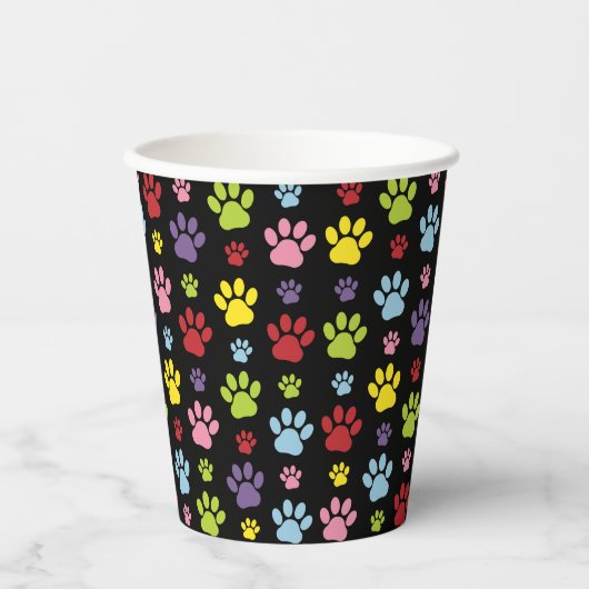 Kleurrijke poten, Paw Pattern, Paw Prints, Dog Paw Papieren Bekers (Voorkant)