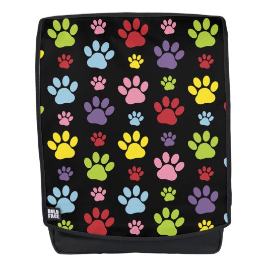 Kleurrijke poten, Paw Pattern, Paw Prints, Dog Paw Rugtassen (Voorkant)