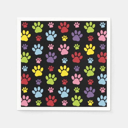 Kleurrijke poten, Paw Pattern, Paw Prints, Dog Paw Servet (Voorkant)