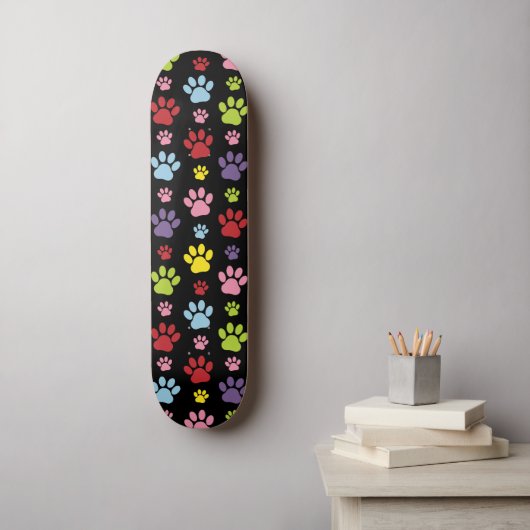 Kleurrijke poten, Paw Pattern, Paw Prints, Dog Paw Skateboard (Muurkunst)