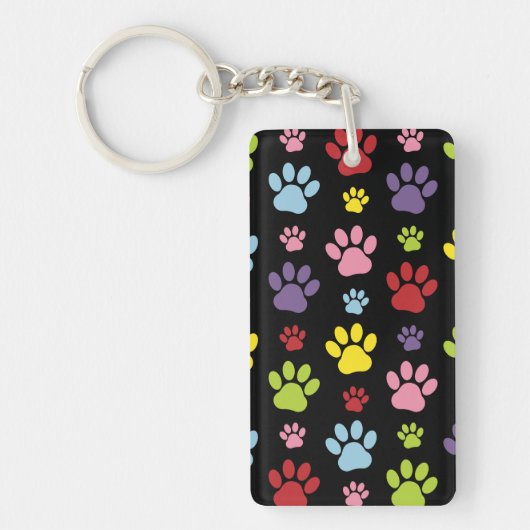 Kleurrijke poten, Paw Pattern, Paw Prints, Dog Paw Sleutelhanger (Voorkant)