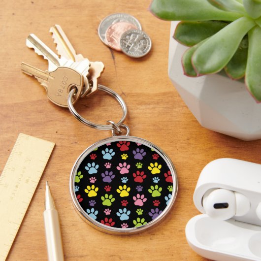 Kleurrijke poten, Paw Pattern, Paw Prints, Dog Paw Sleutelhanger (Bureau)