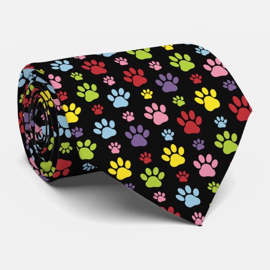 Kleurrijke poten, Paw Pattern, Paw Prints, Dog Paw Stropdas (Opgerold)