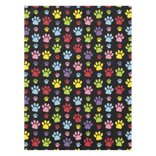 Kleurrijke poten, Paw Pattern, Paw Prints, Dog Paw Tafelkleed (Voorkant)