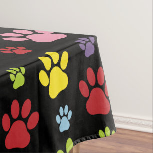 Kleurrijke poten, Paw Pattern, Paw Prints, Dog Paw Tafelkleed
