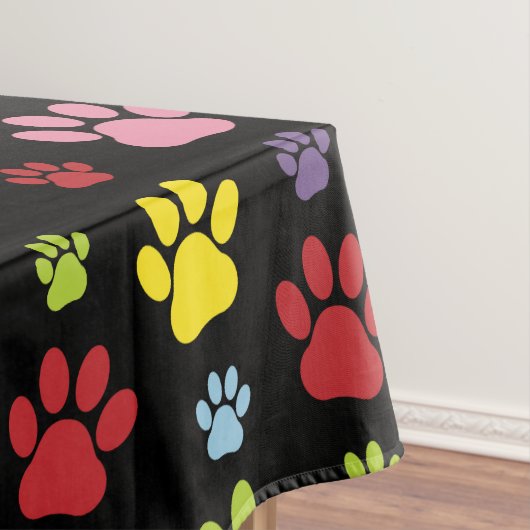 Kleurrijke poten, Paw Pattern, Paw Prints, Dog Paw Tafelkleed (Voorbeeld)