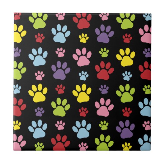 Kleurrijke poten, Paw Pattern, Paw Prints, Dog Paw Tegeltje (Voorkant)