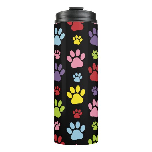 Kleurrijke poten, Paw Pattern, Paw Prints, Dog Paw Thermosbeker (Voorkant)